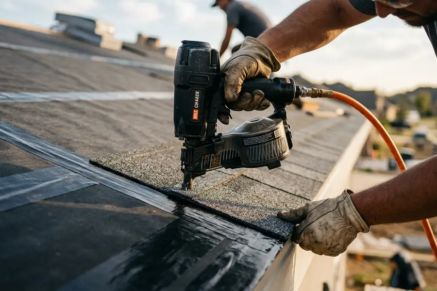 Beardman Building Services roofer sealing a fortified roof deck in Durant